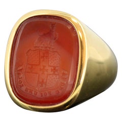 Bvlgari – 18 Karat Gold Carnelian Seal Ring, Made in Italy, circa 1980s