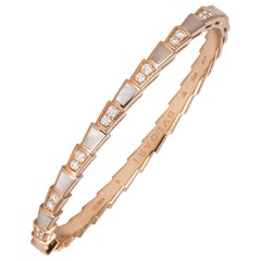 Bvlgari 18 Karat Gold Diamond and Mother of Pearl Serpenti Bangle ...