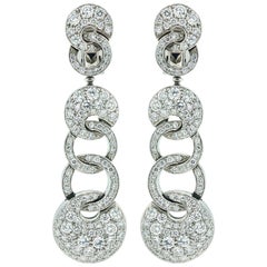 Bulgari 18 Karat Gold Pave Diamond Dangle Earrings