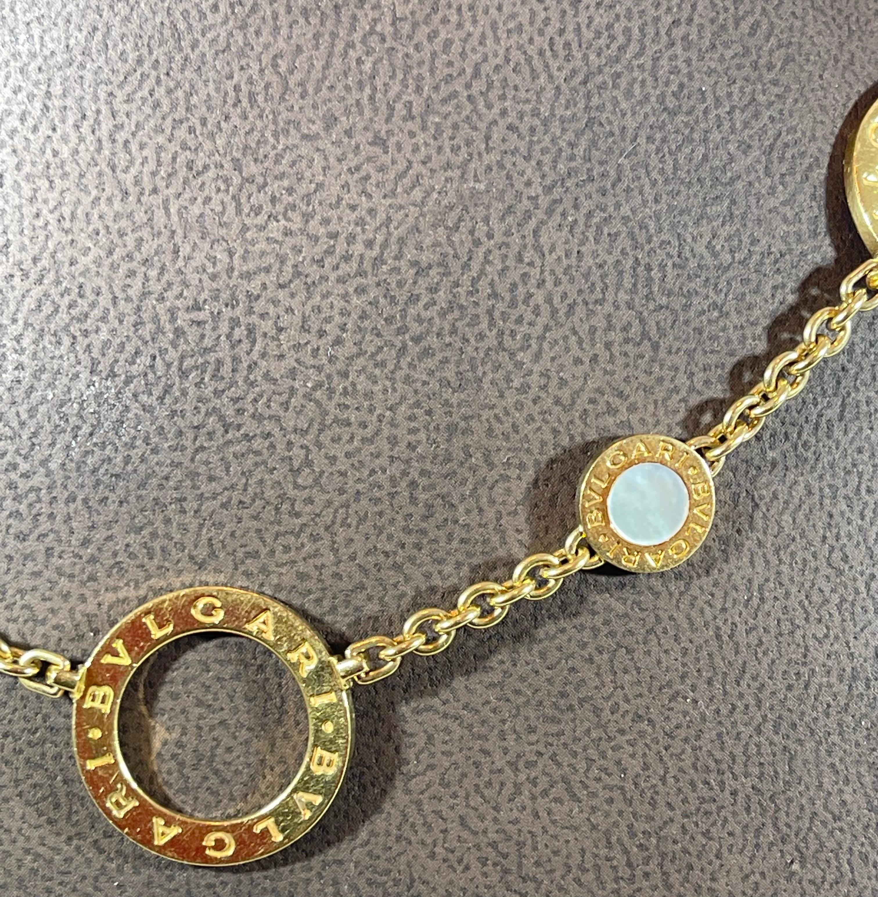 Bvlgari 18 Karat Gold Signature 7 Circle Mother of Pearl Link Necklace, 35 Grams 3