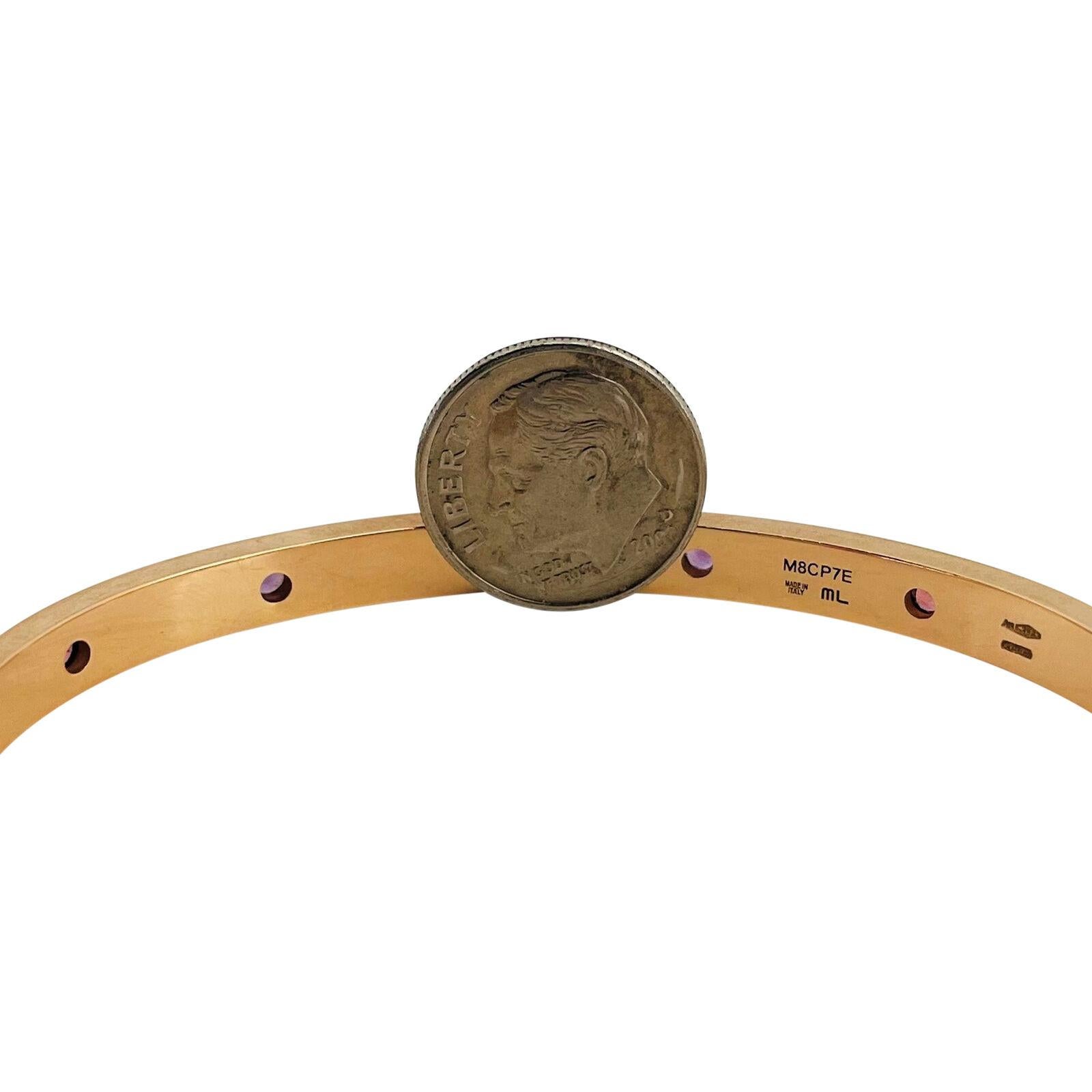 Bvlgari 18 Karat Rose Gold Amethyst & Pink Tourmaline Bangle Bracelet w/ COA Box In Good Condition In Guilford, CT