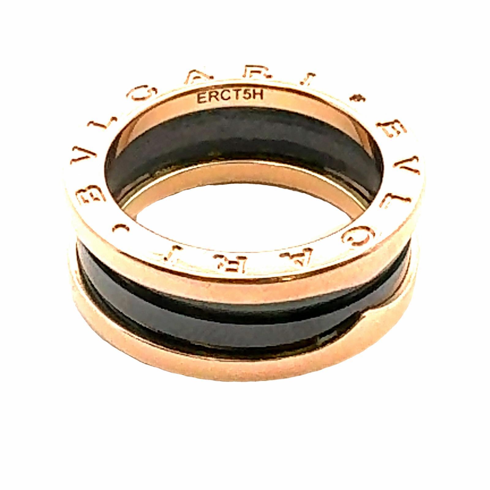 BVLGARI B-Zero-Ring aus 18 Karat Roségold und Keramik, Größe 53 ( US Größe 6) Damen im Angebot