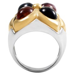 Bvlgari 18 Karat White and Yellow Gold Multi-Gemstone Band Ring