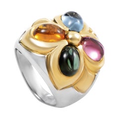 Bvlgari 18 Karat White and Yellow Gold Multi-Gemstone Band Ring