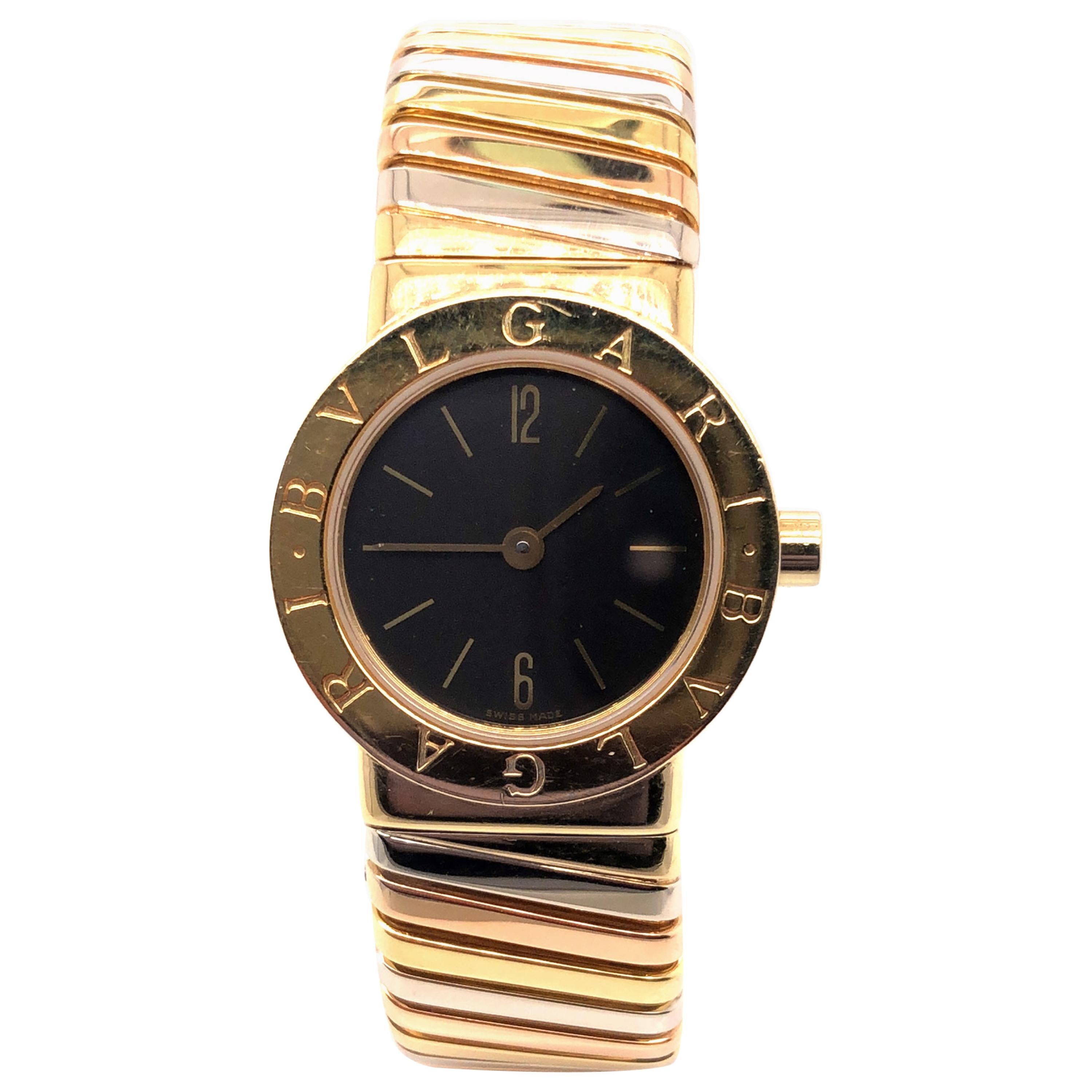 Bvlgari 18 Karat White and Yellow Gold Watch For Sale