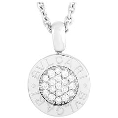 Bvlgari 18 Karat White Gold 0.25 Carat Diamond Pendant Necklace