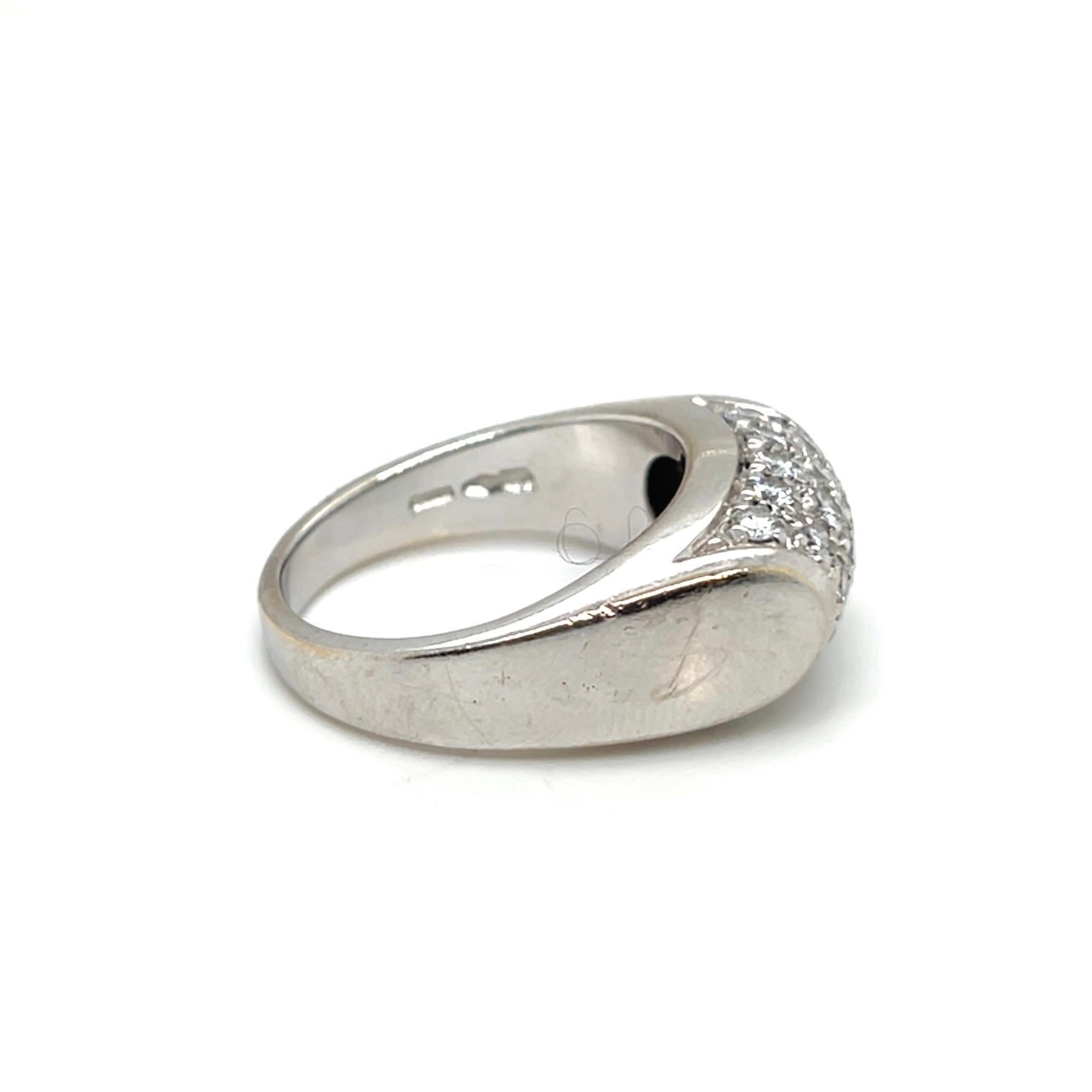 Women's or Men's Bvlgari 18 Karat White Gold and Diamond Tronchetto Ring
