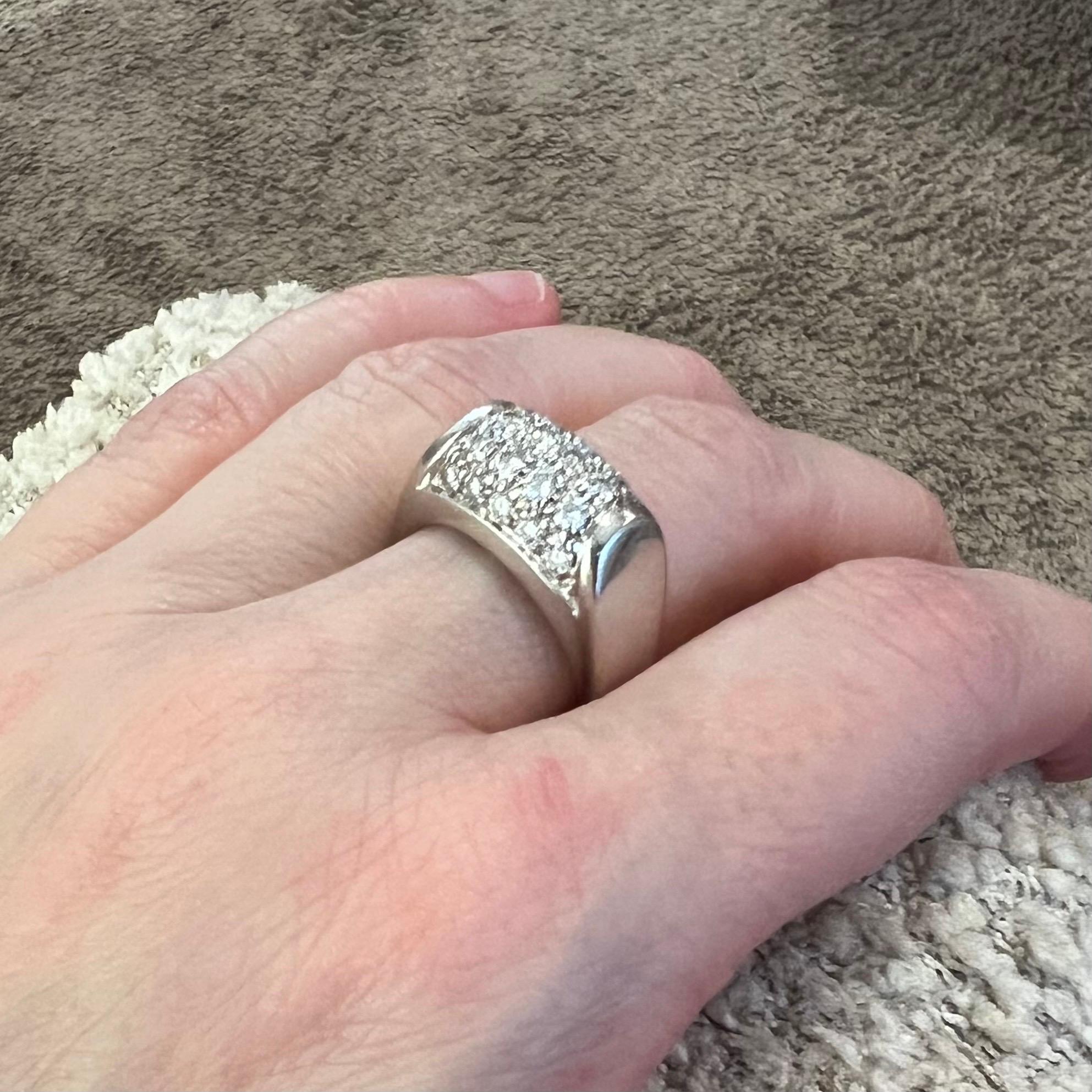 Bvlgari 18 Karat White Gold and Diamond Tronchetto Ring 1