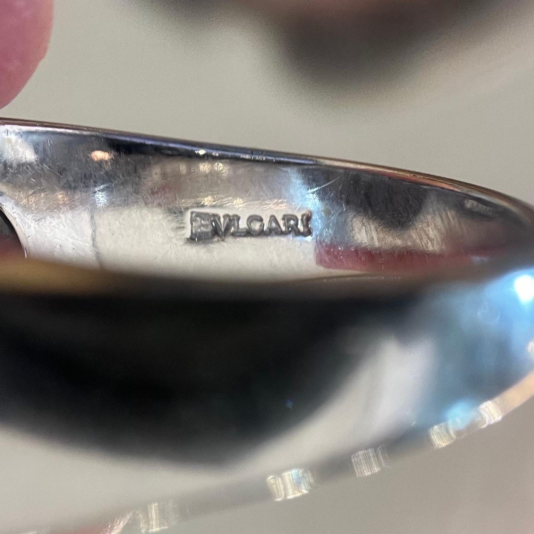 Bvlgari 18 Karat White Gold and Diamond Tronchetto Ring 3