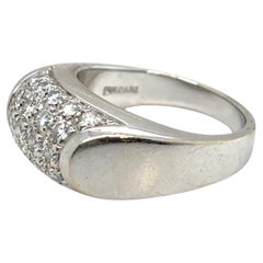 Bvlgari 18 Karat White Gold and Diamond Tronchetto Ring