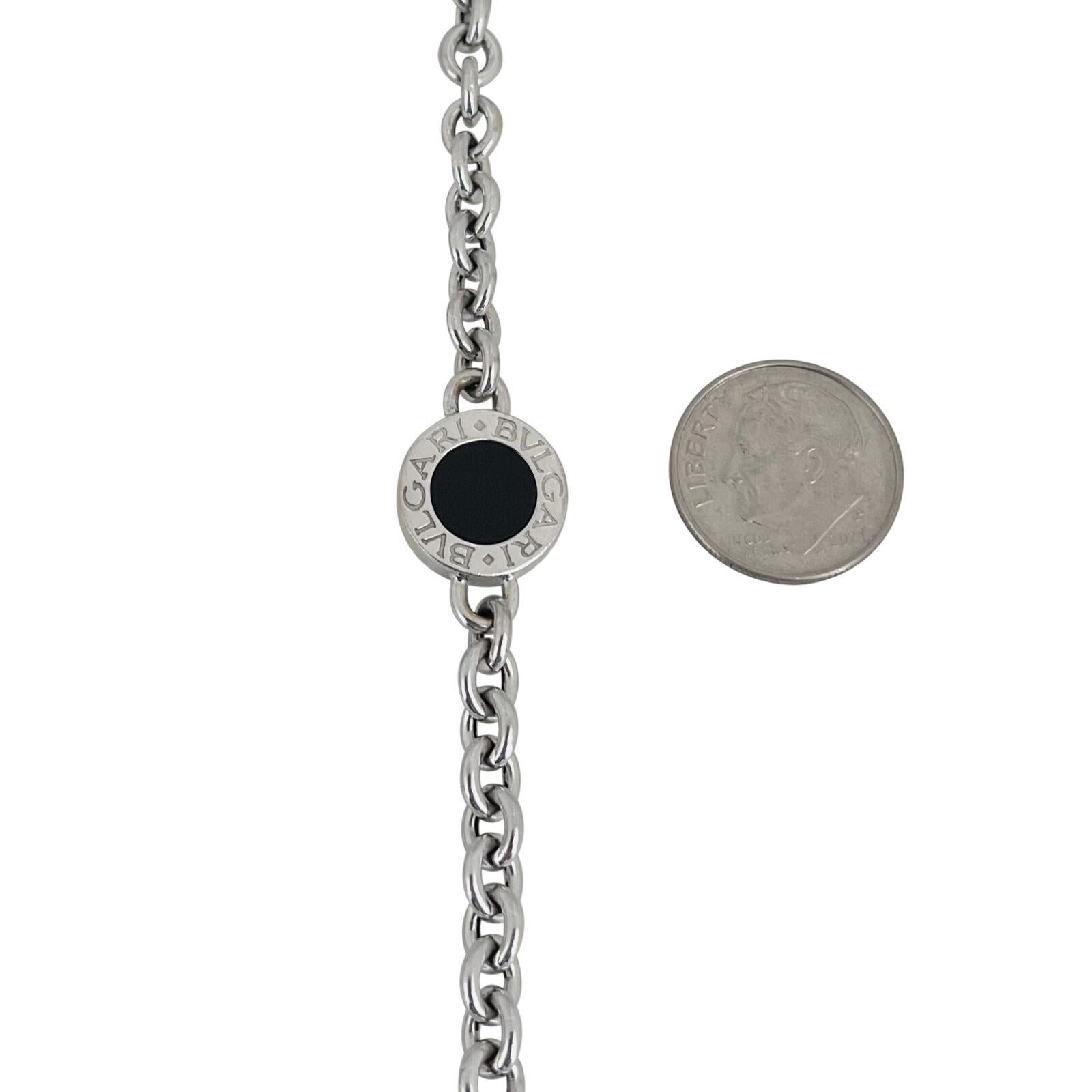 Bvlgari 18 Karat White Gold and Onyx Cable Link Station Necklace, Italy 1