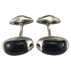 Bvlgari 18 Karat White Gold and Onyx Cufflinks #17731