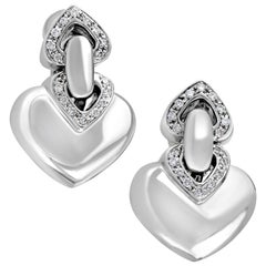 Bvlgari 18 Karat White Gold Diamond Heart Earrings