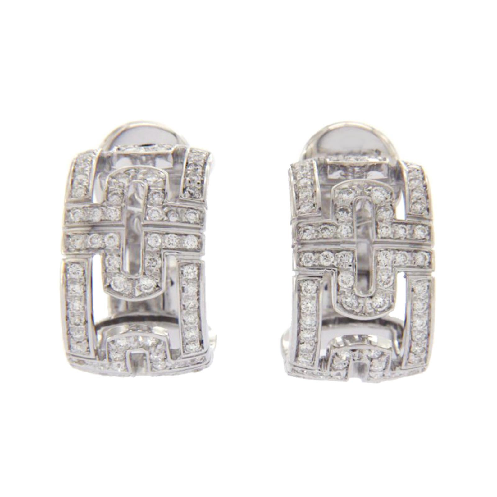 Height: 15.5 mm
Width: 9.5 mm
Metal:18K White Gold
Hallmarks: BVLGARI 750
Total Weight: 10.1 Grams
Stone Type: 0.80 CT Diamonds
Condition: Pre-owned
Estimated Retail Price: $8250
Stock Number: U510