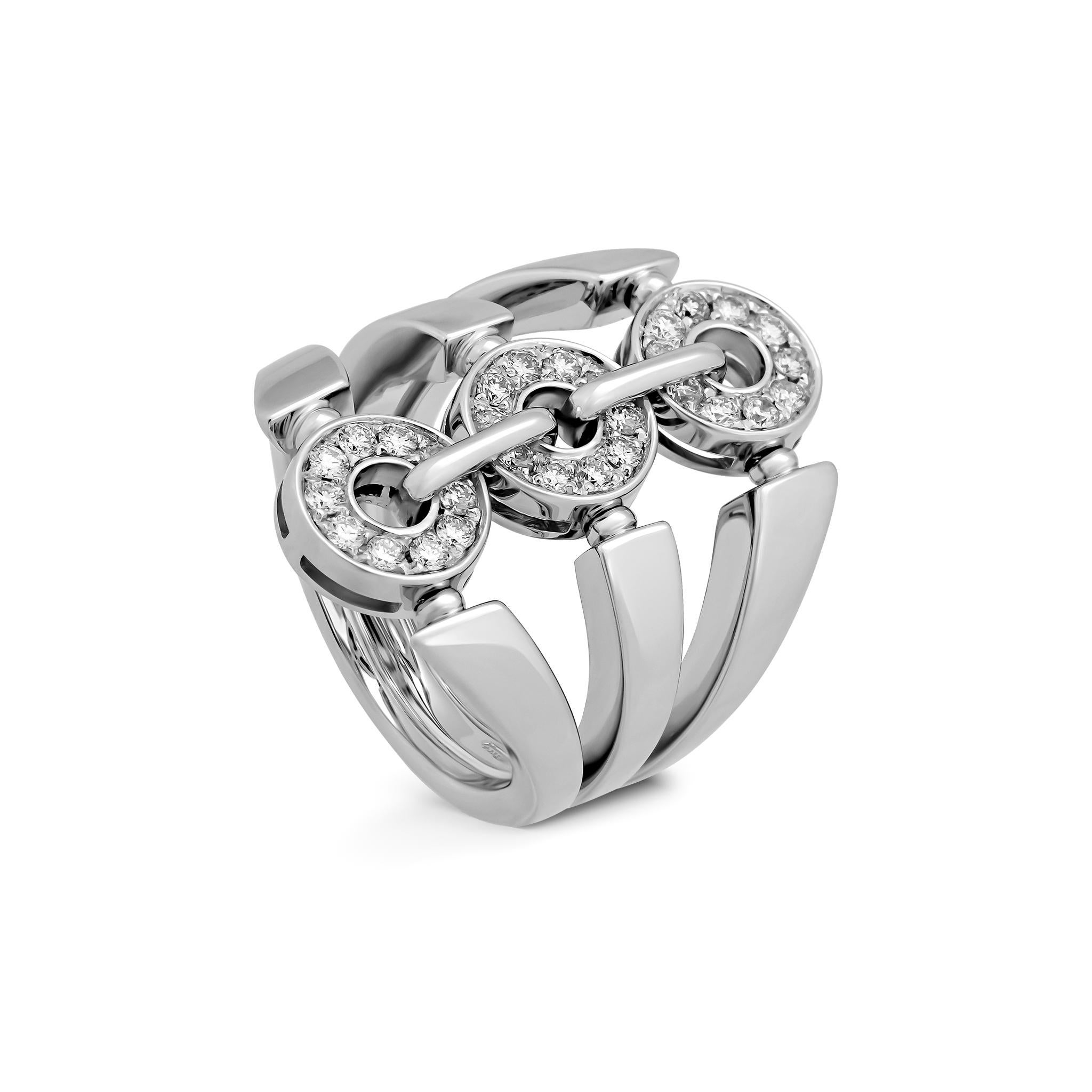 Women's or Men's Bvlgari 18 Karat White Gold Diamond Ring