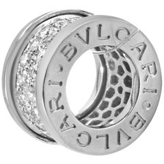 Bvlgari 18 Karat White Gold Pave Diamonds B.Zero1 Small Pendant 0.87 Carat