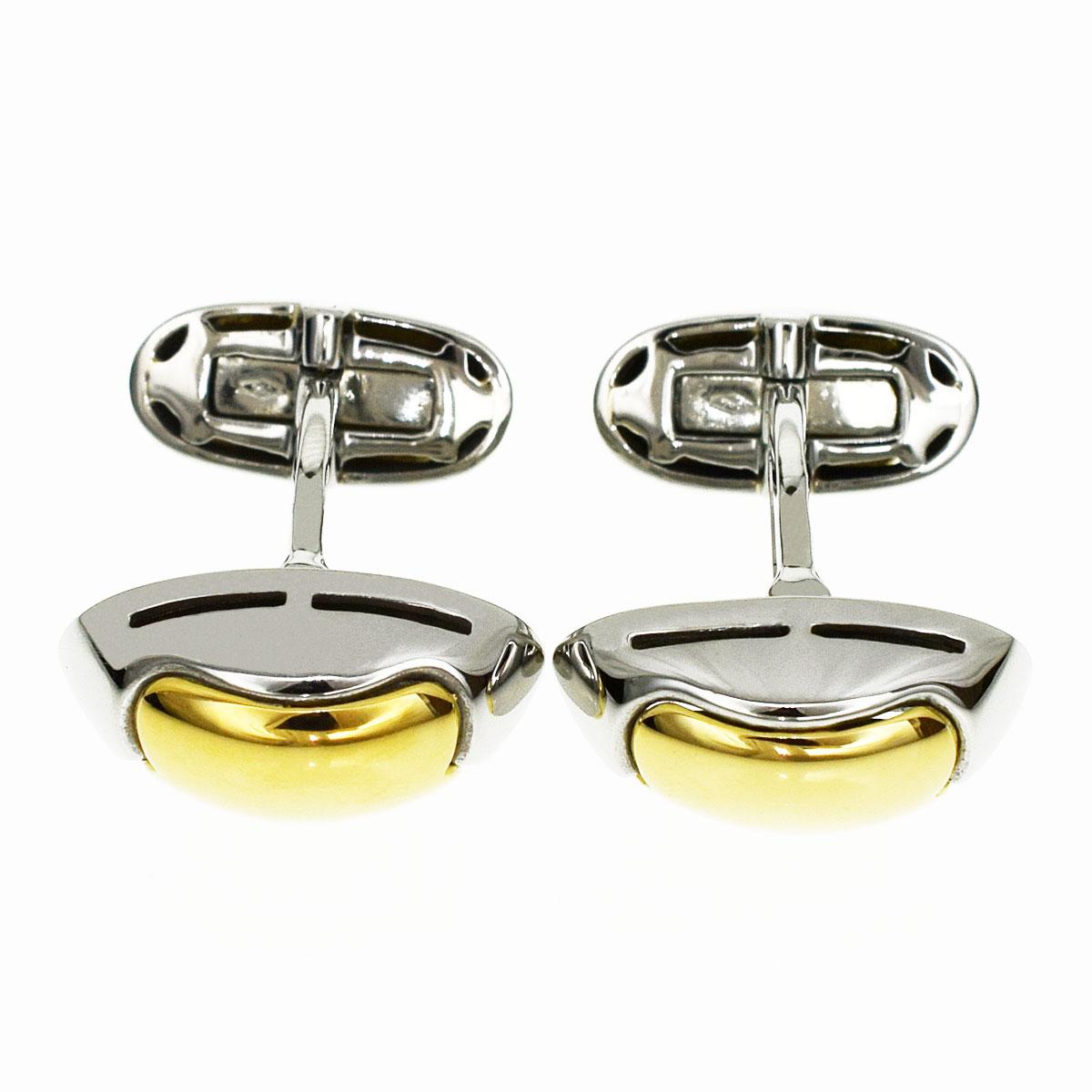 Brand:BVLGARI
Name:Gold cufflinks
Material :750 K18 WG YG white gold yellow gold
Comes with:Bvlgari Box, Case
Length:26mm / 1.02