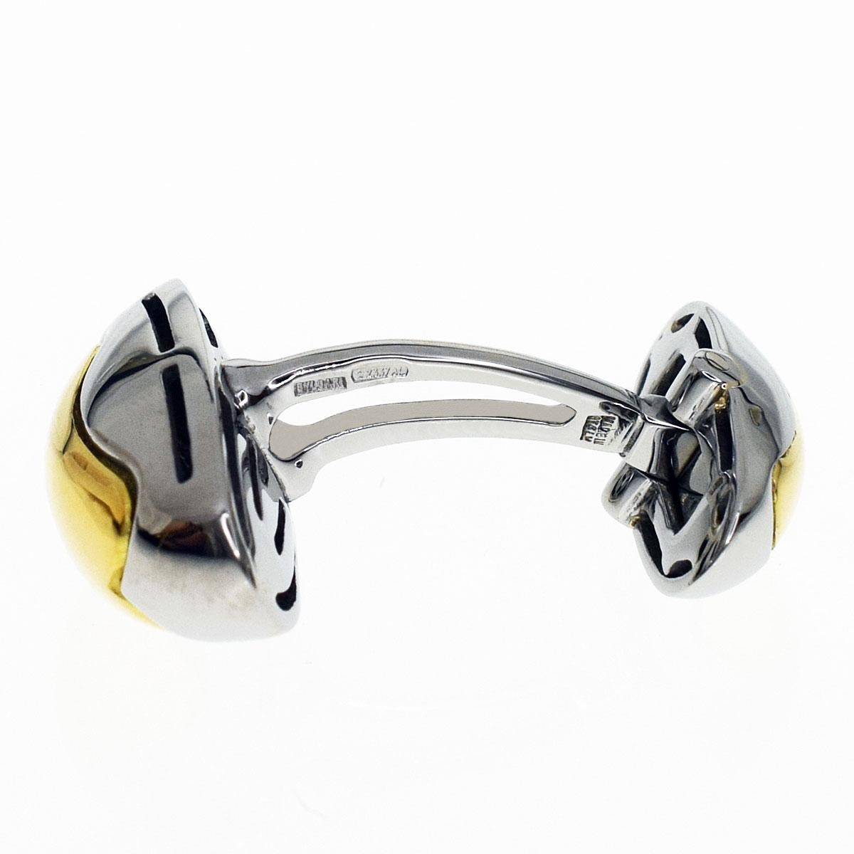 Men's Bvlgari 18 Karat White Gold Yellow Gold Cufflinks