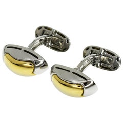 Bvlgari 18 Karat White Gold Yellow Gold Cufflinks