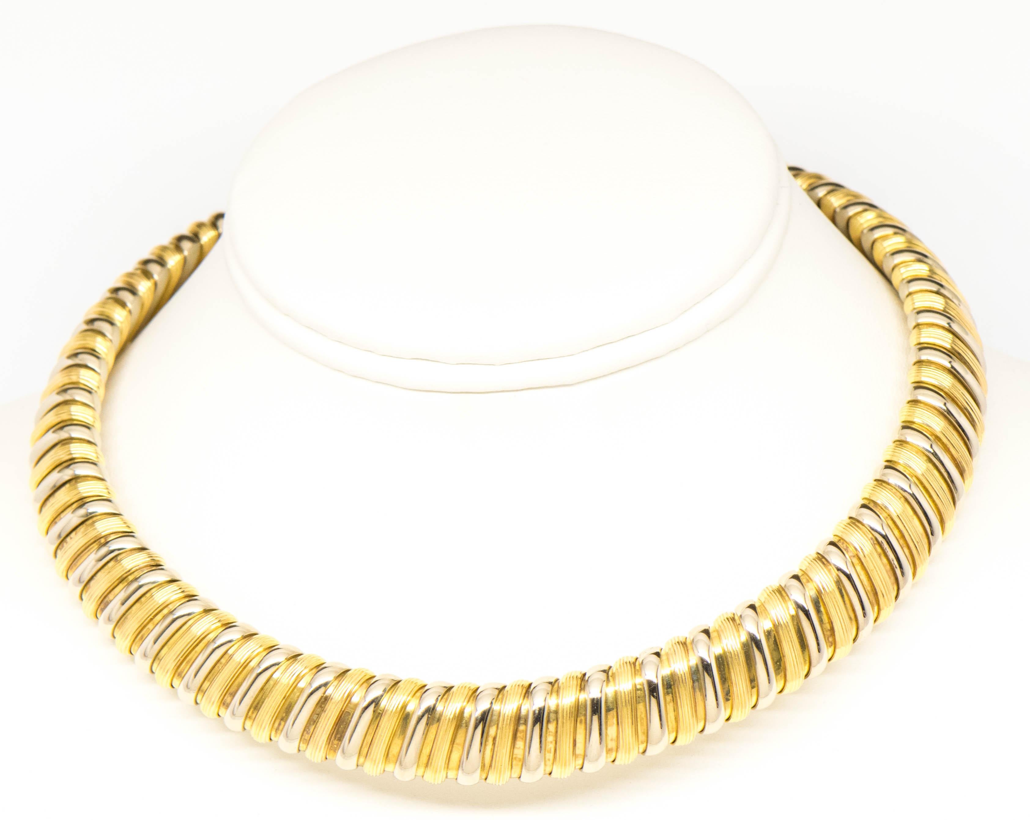 Bvlgari 18 Karat Yellow and White Gold Collar Necklace In Good Condition In Boca Raton, FL
