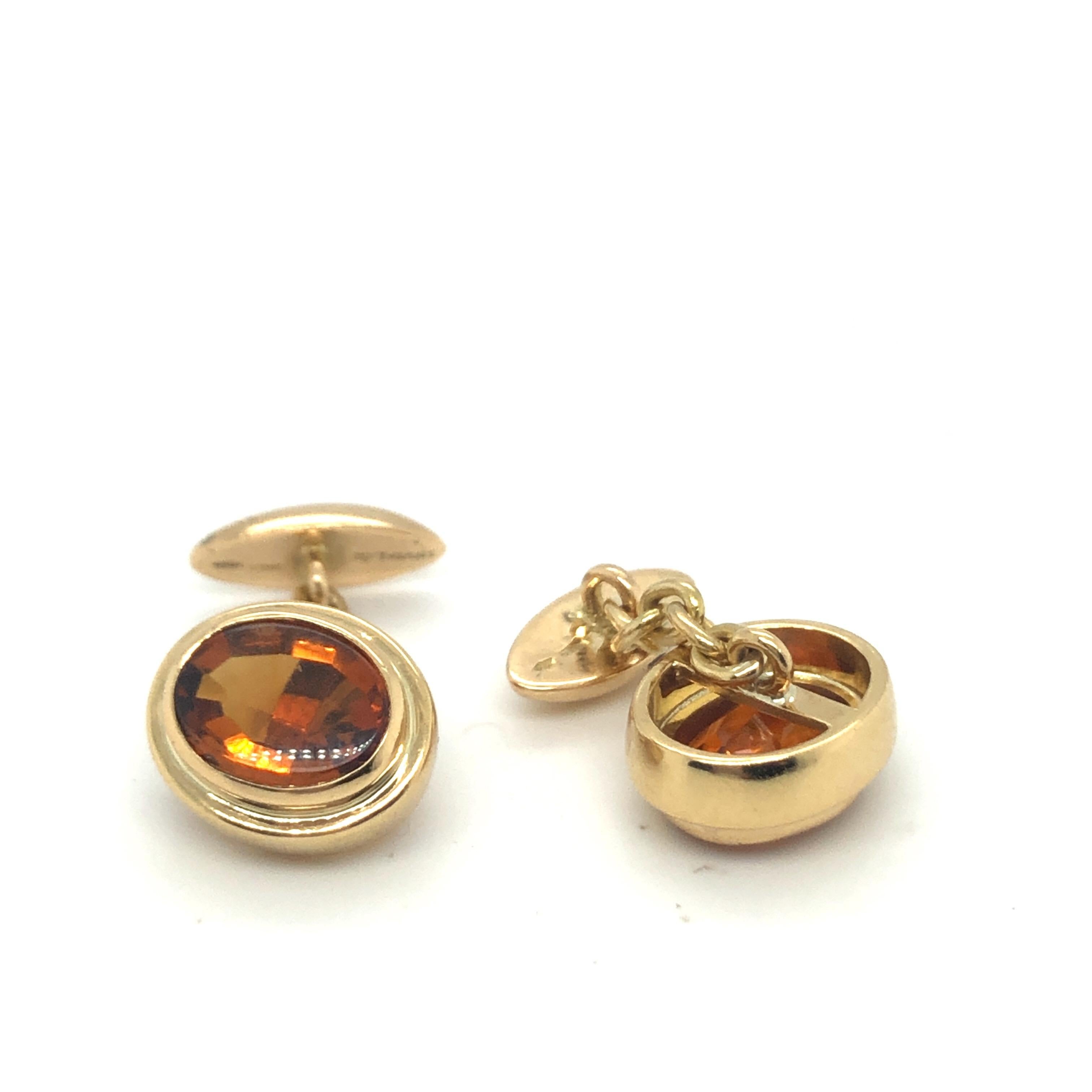 Modern Bvlgari 18 Karat Yellow Gold and Citrine Chain Link Cufflinks