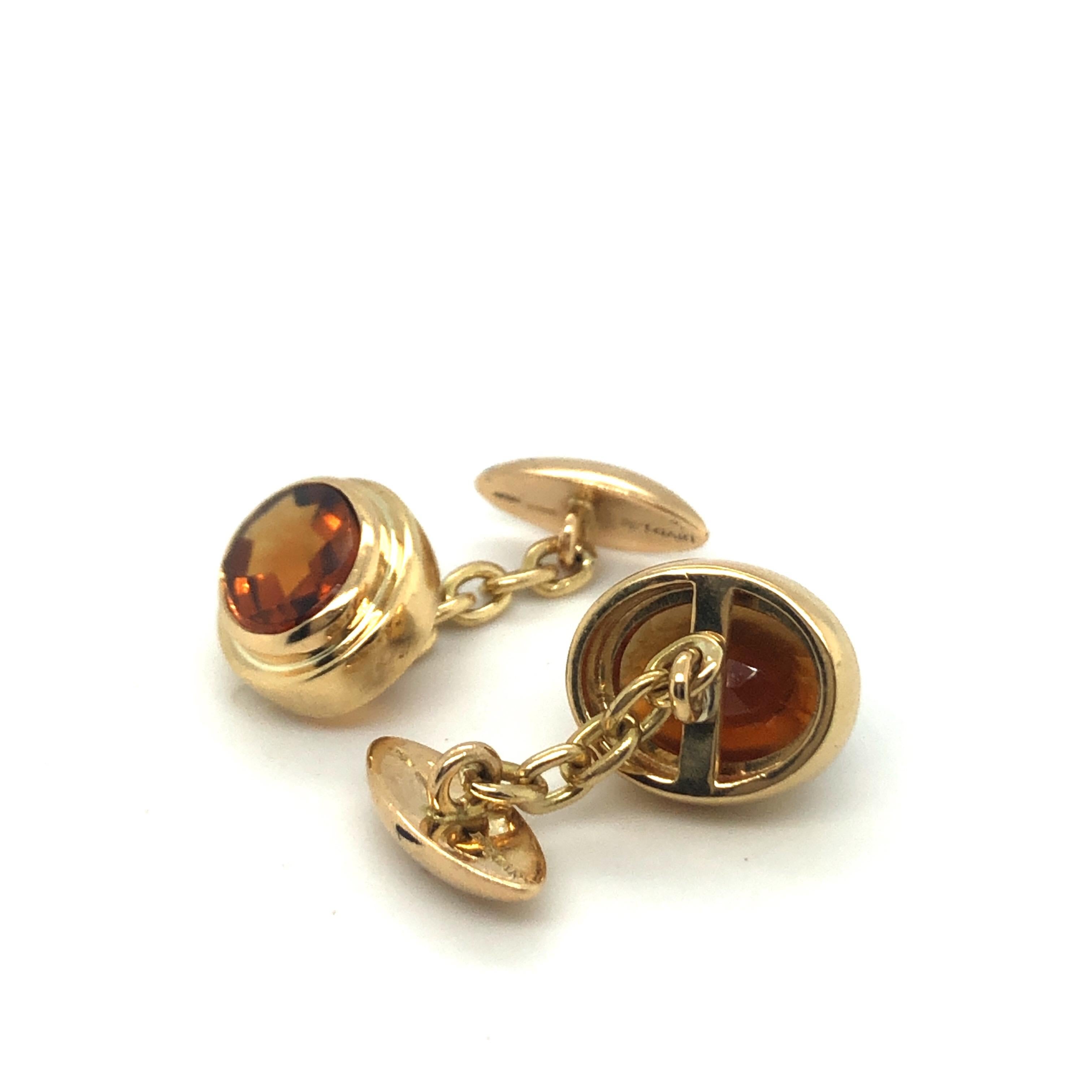 Oval Cut Bvlgari 18 Karat Yellow Gold and Citrine Chain Link Cufflinks