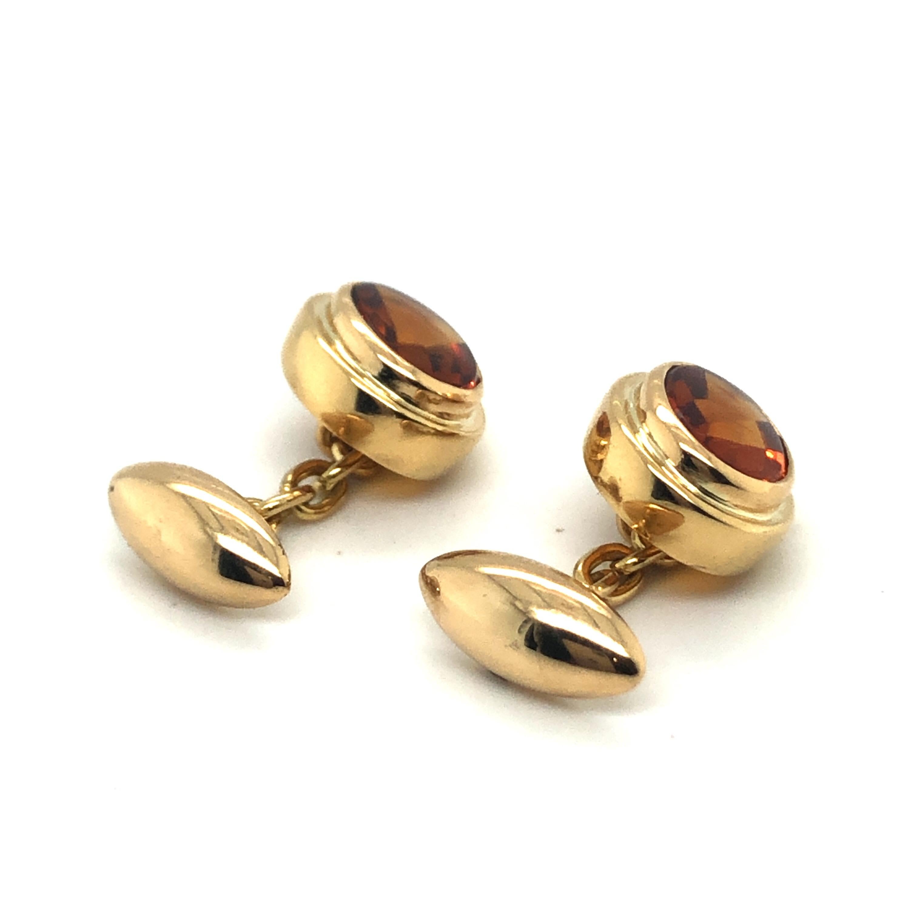 Bvlgari 18 Karat Yellow Gold and Citrine Chain Link Cufflinks In Good Condition In Zurich, CH