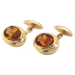 Bvlgari 18 Karat Yellow Gold and Citrine Chain Link Cufflinks