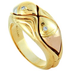 Bvlgari 18 Karat Yellow Gold and Diamond Fish Band Ring