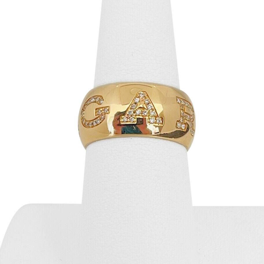 Bvlgari 18 Karat Yellow Gold and Diamond Ladies Band Ring, Italy  In Good Condition For Sale In Guilford, CT