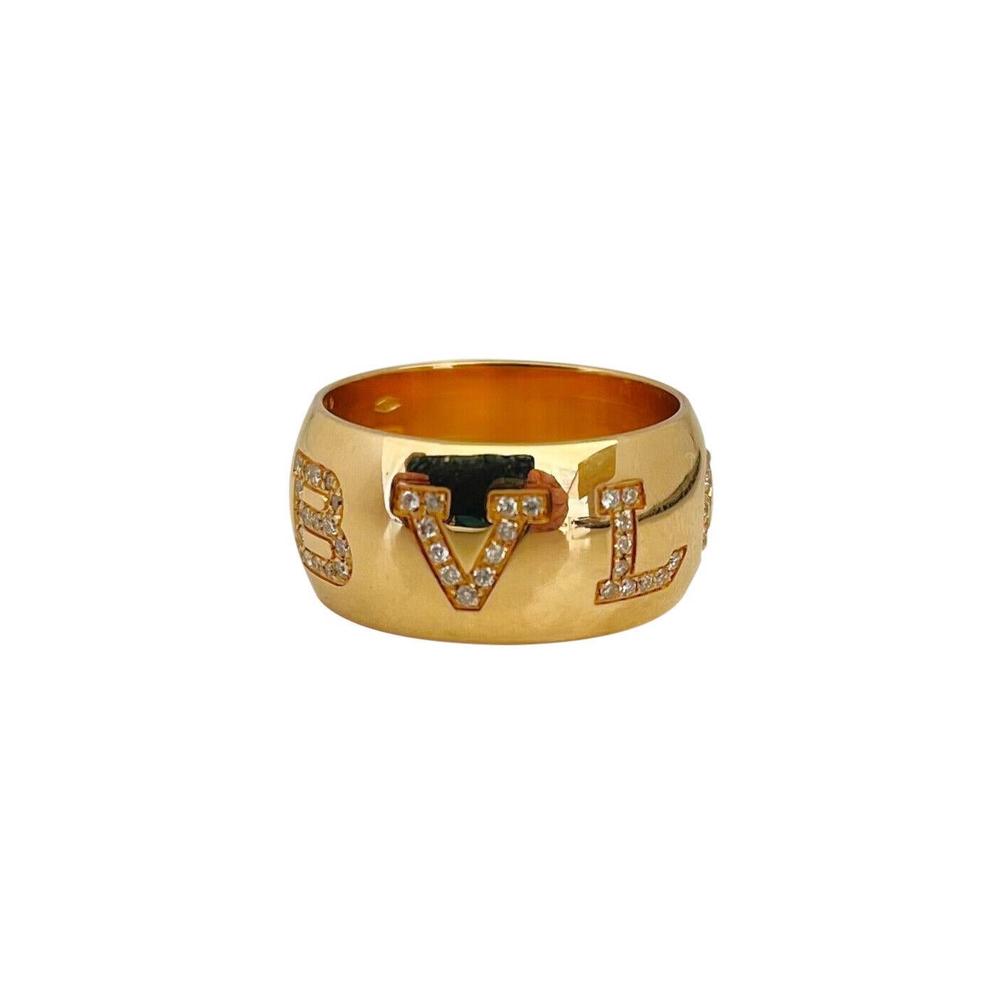 Bvlgari 18 Karat Yellow Gold and Diamond Ladies Band Ring, Italy  For Sale 1