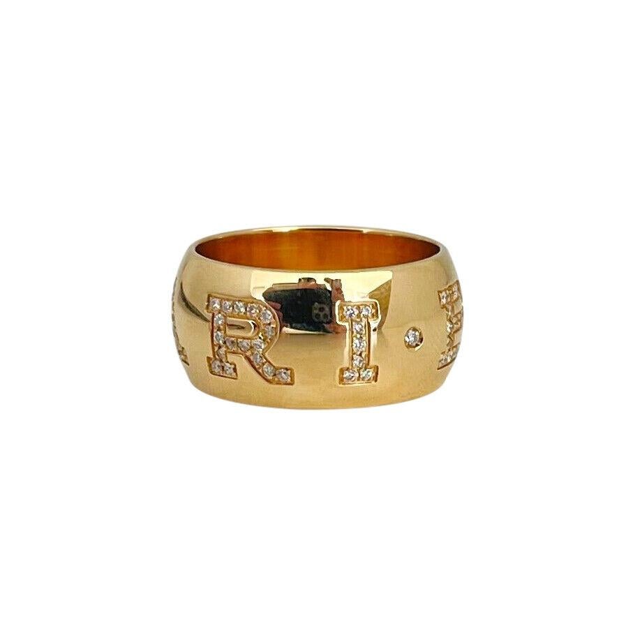 Bvlgari 18 Karat Yellow Gold and Diamond Ladies Band Ring, Italy  For Sale 3