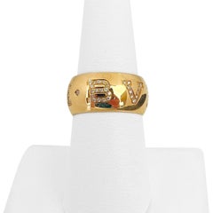 Bvlgari 18 Karat Yellow Gold and Diamond Ladies Band Ring, Italy 