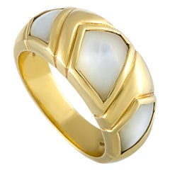 Bvlgari 18 Karat Yellow Gold and Mother of Pearl Band Ring