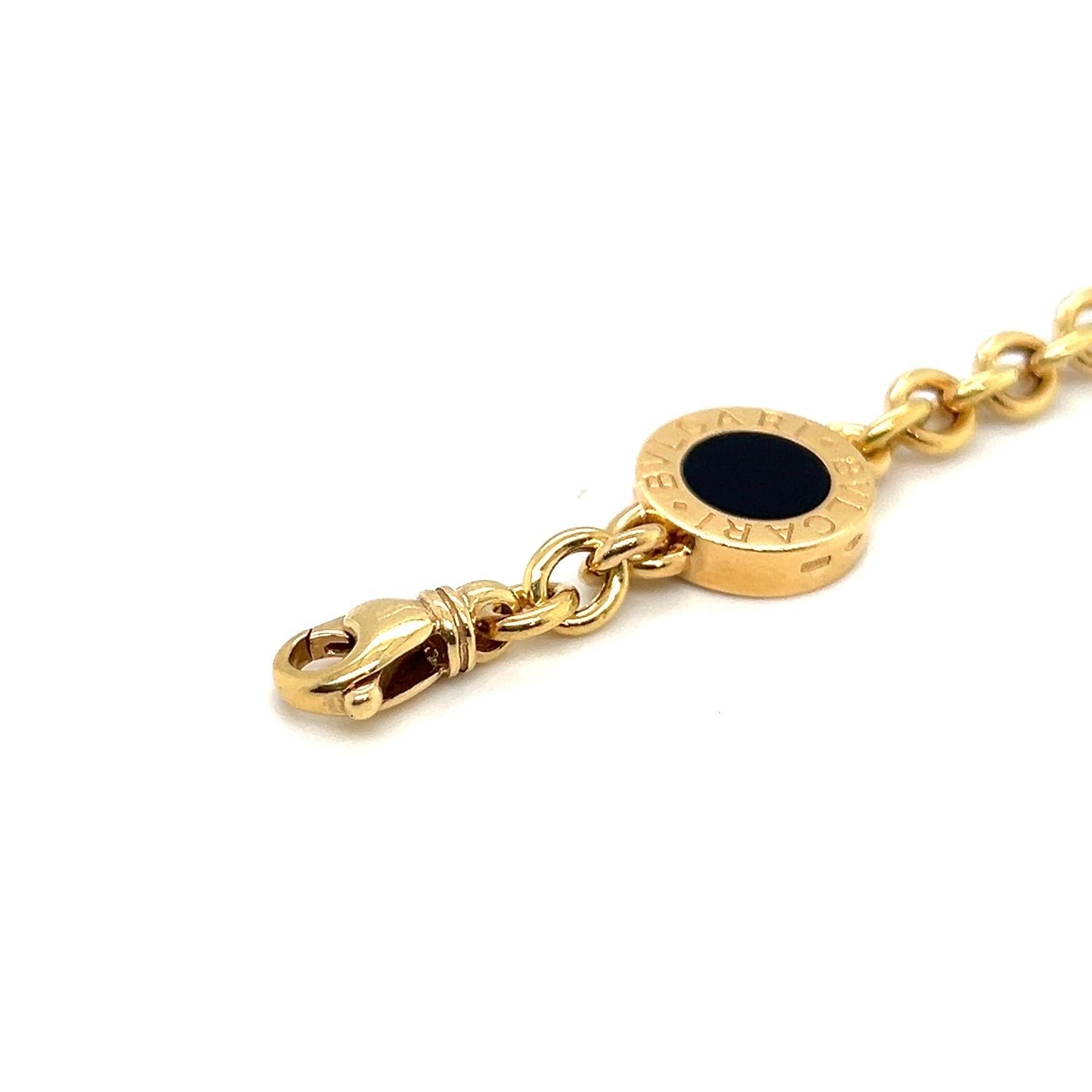Round Cut Bvlgari 18 Karat Yellow Gold and Onyx Bracelet