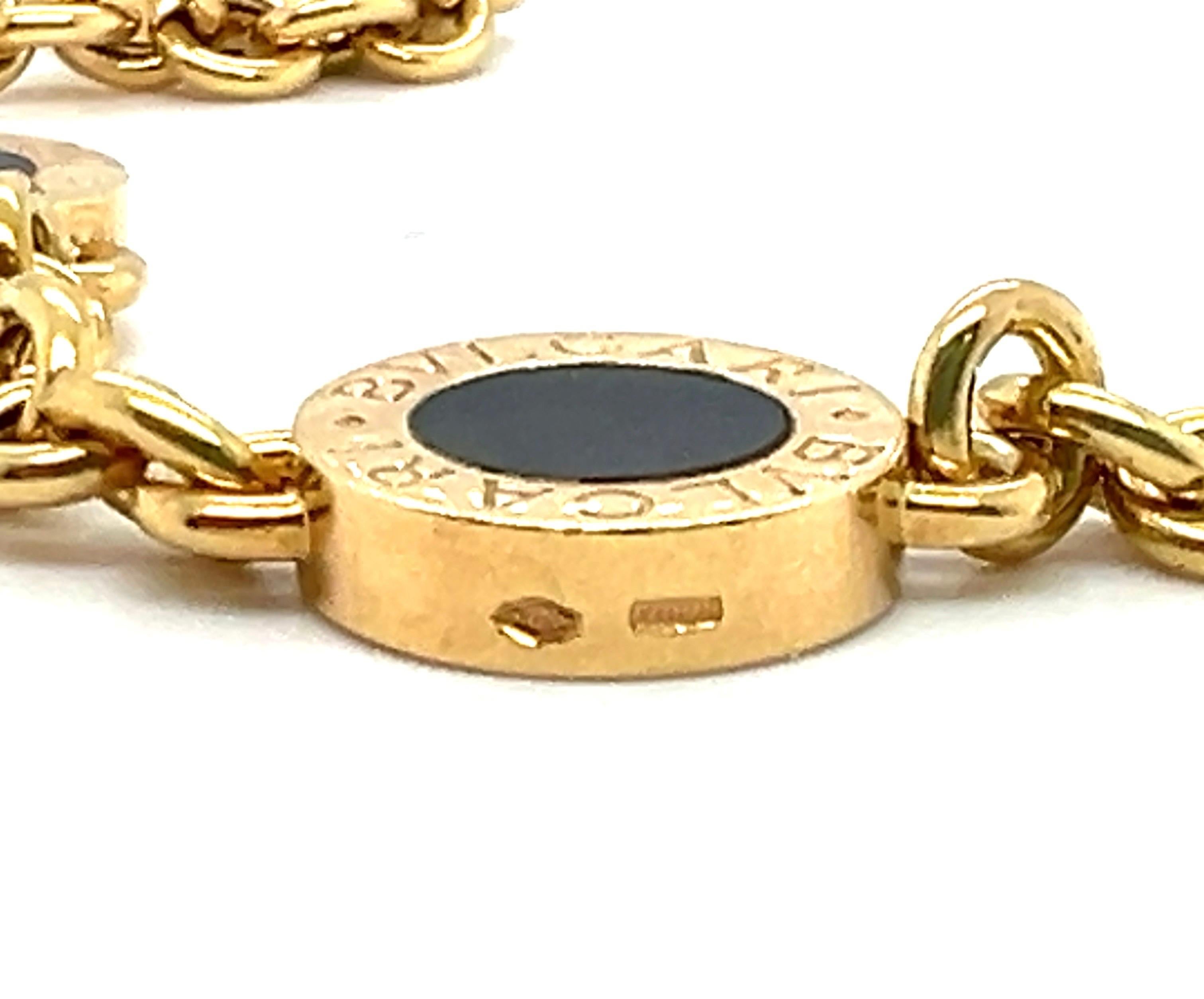 Women's or Men's Bvlgari 18 Karat Yellow Gold and Onyx Bracelet