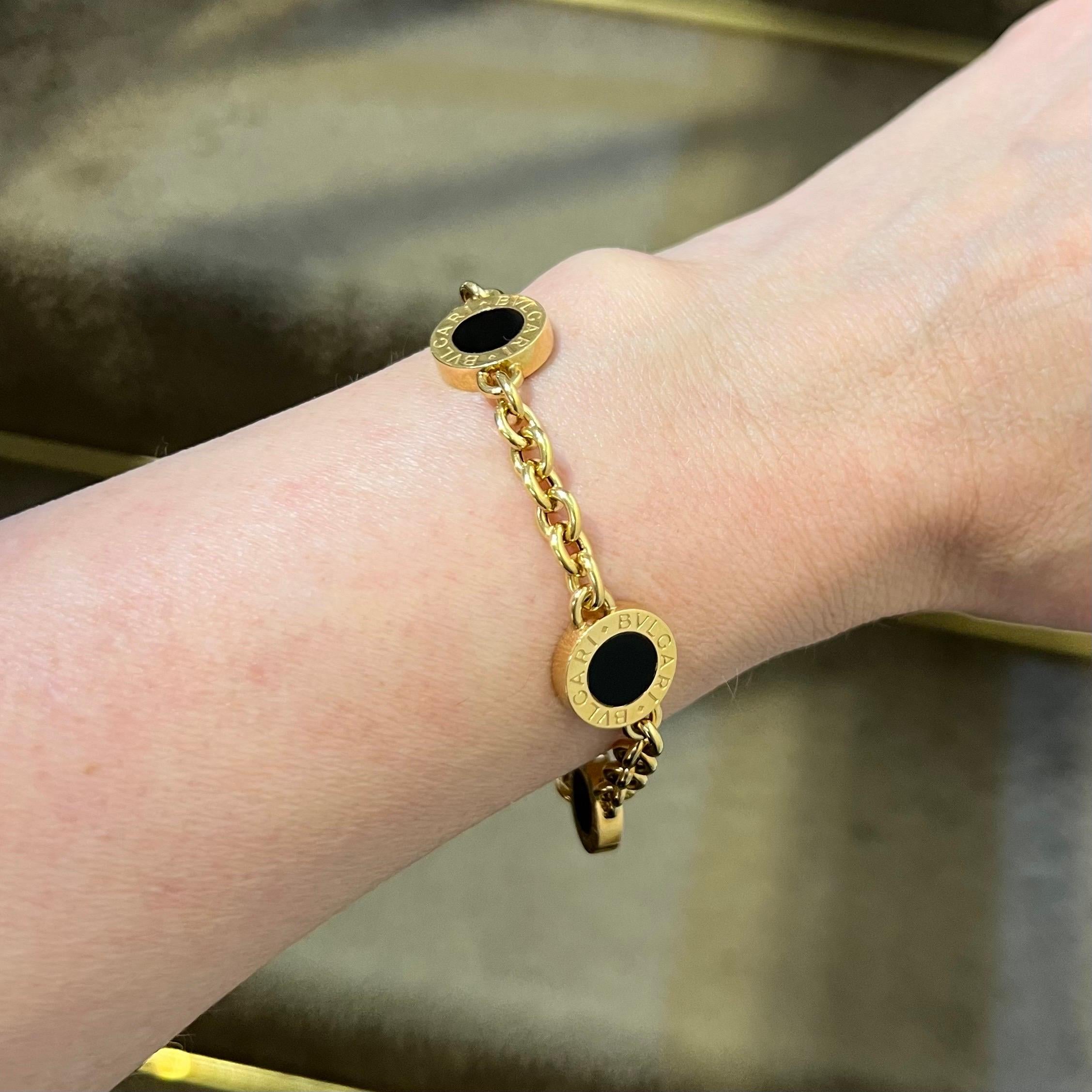 Bvlgari 18 Karat Yellow Gold and Onyx Bracelet 1