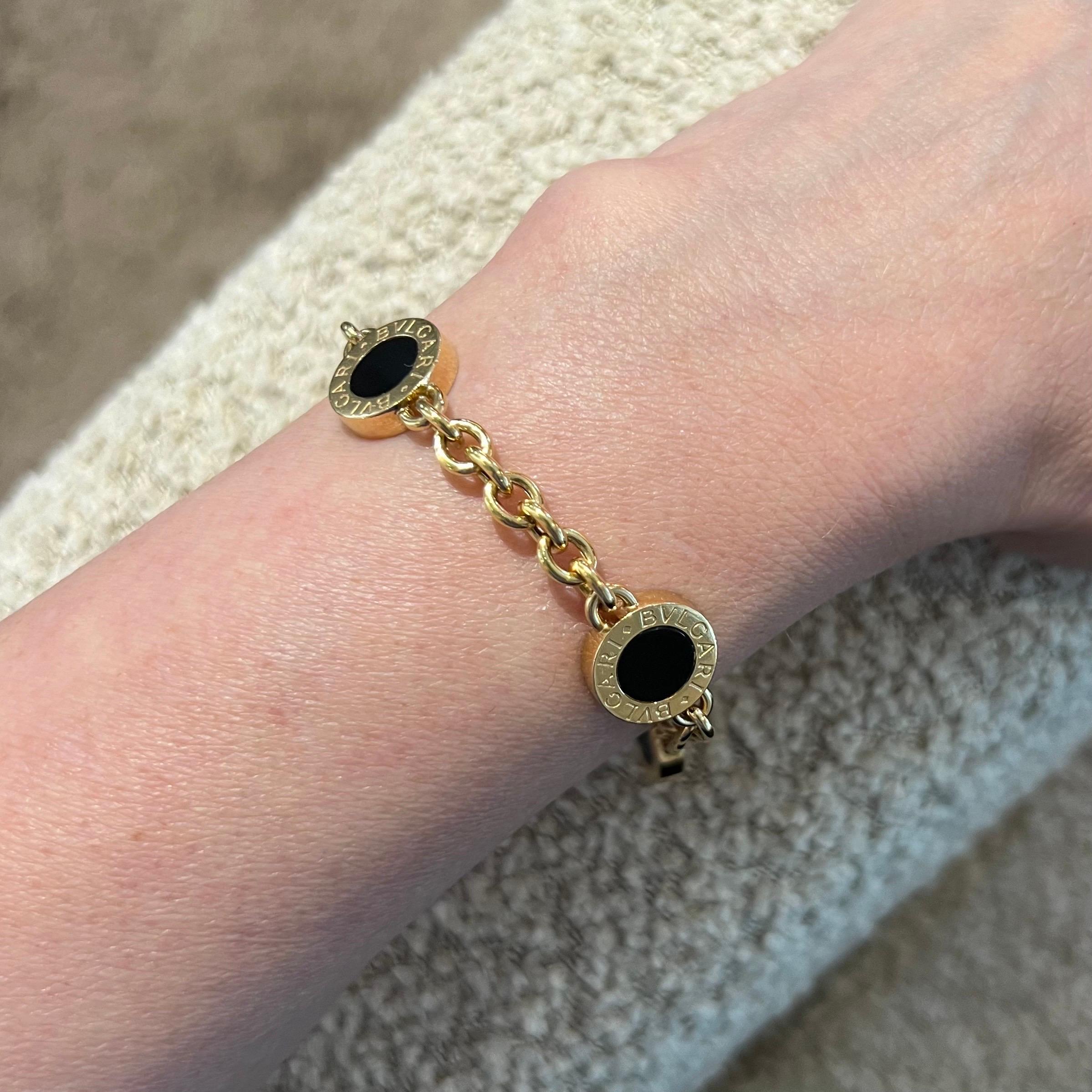 Bvlgari 18 Karat Yellow Gold and Onyx Bracelet 2