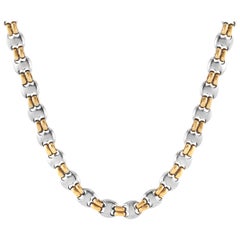 Bvlgari 18 Karat Yellow Gold and Stainless Steel Chain Necklace