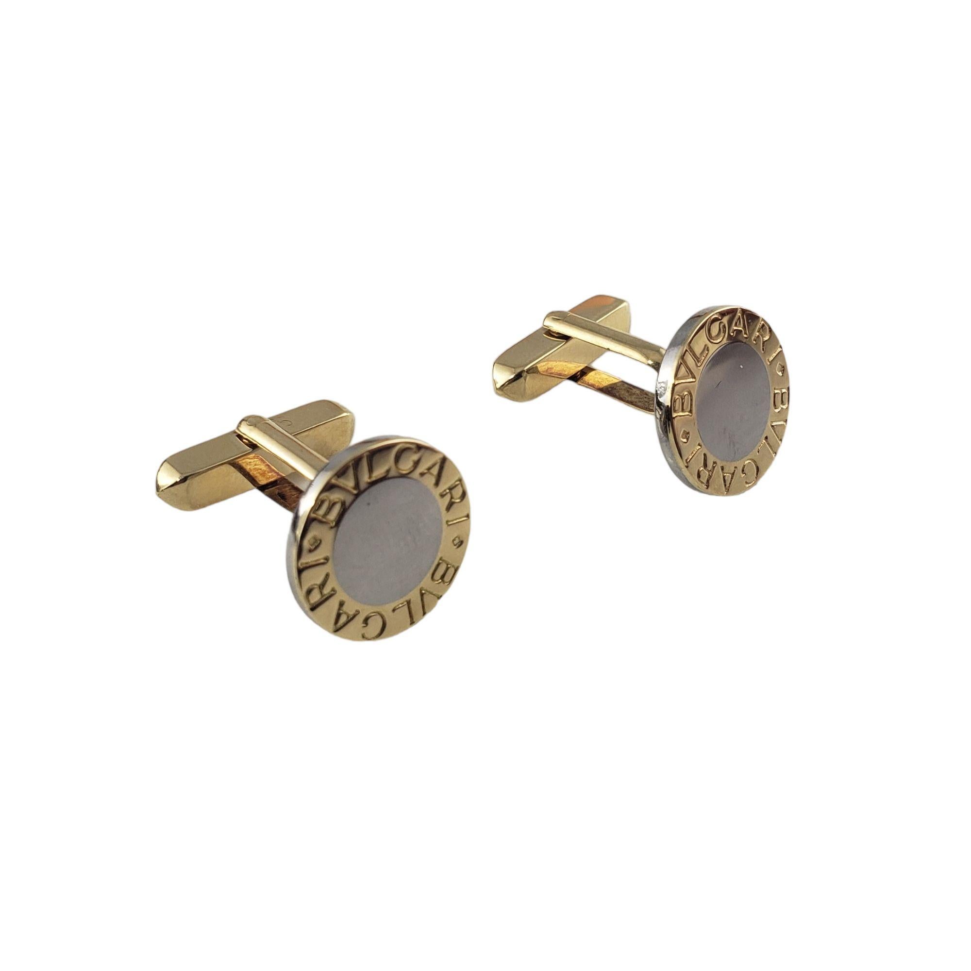 Bvlgari 18 Karat Yellow Gold and Stainless Steel Cufflinks In Good Condition For Sale In Washington Depot, CT