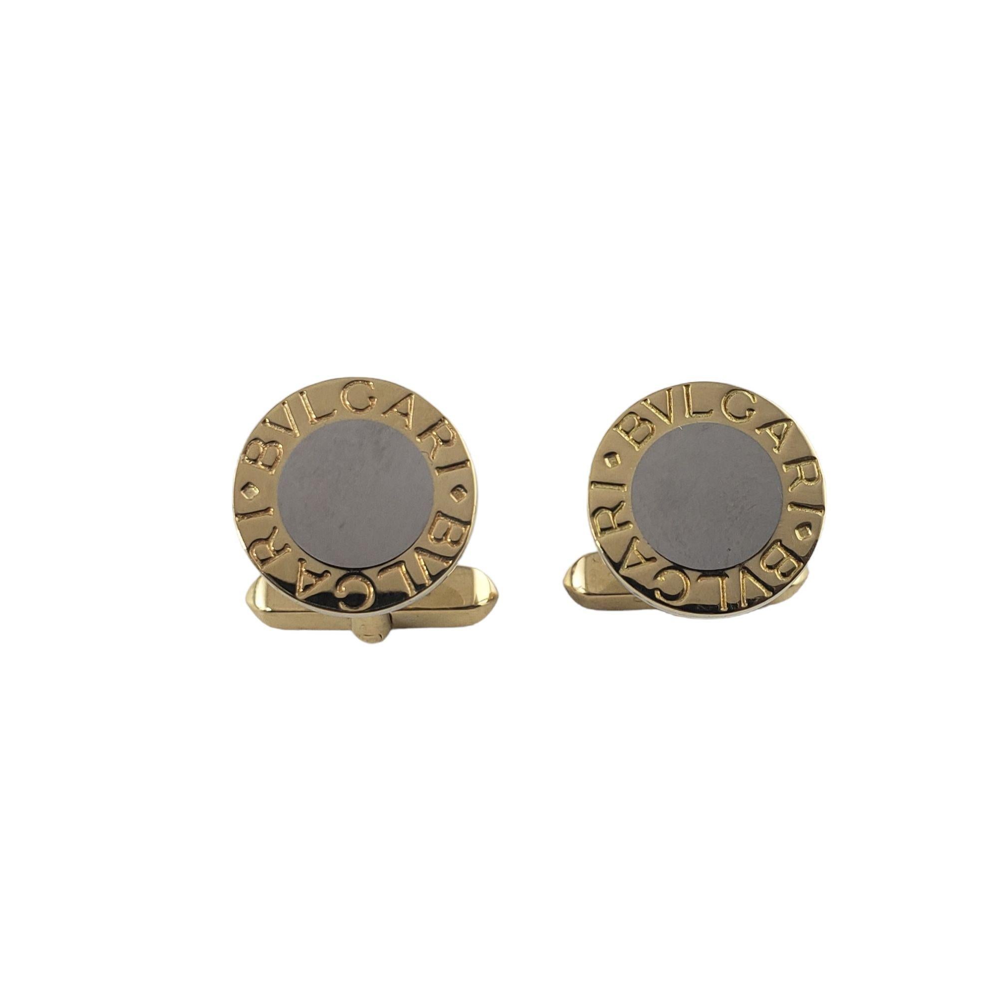 Bvlgari 18 Karat Yellow Gold and Stainless Steel Cufflinks For Sale 1