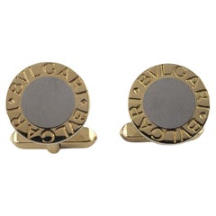 Bvlgari 18 Karat Yellow Gold and Stainless Steel Cufflinks