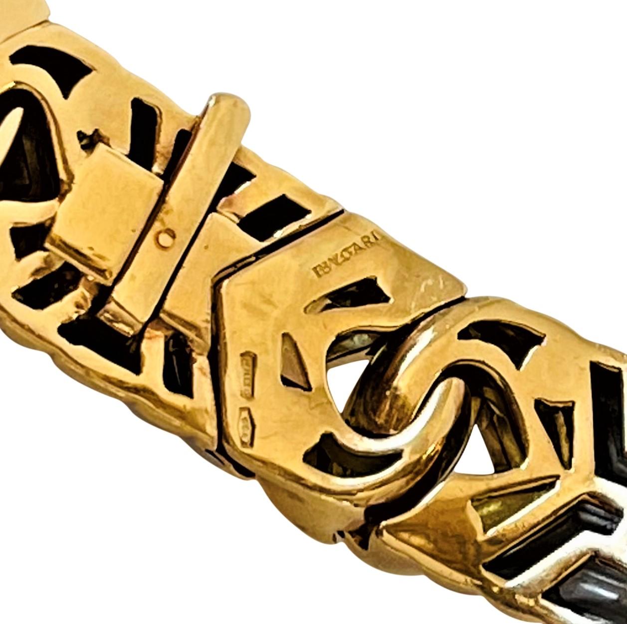 Bvlgari 18 Karat Yellow Gold and Stainless Steel Doppio Coure Bangle Bracelet 2