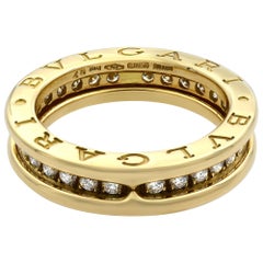 Bvlgari 18 Karat Yellow Gold B-Zero1 Full Diamond Ring 0.45 Carat
