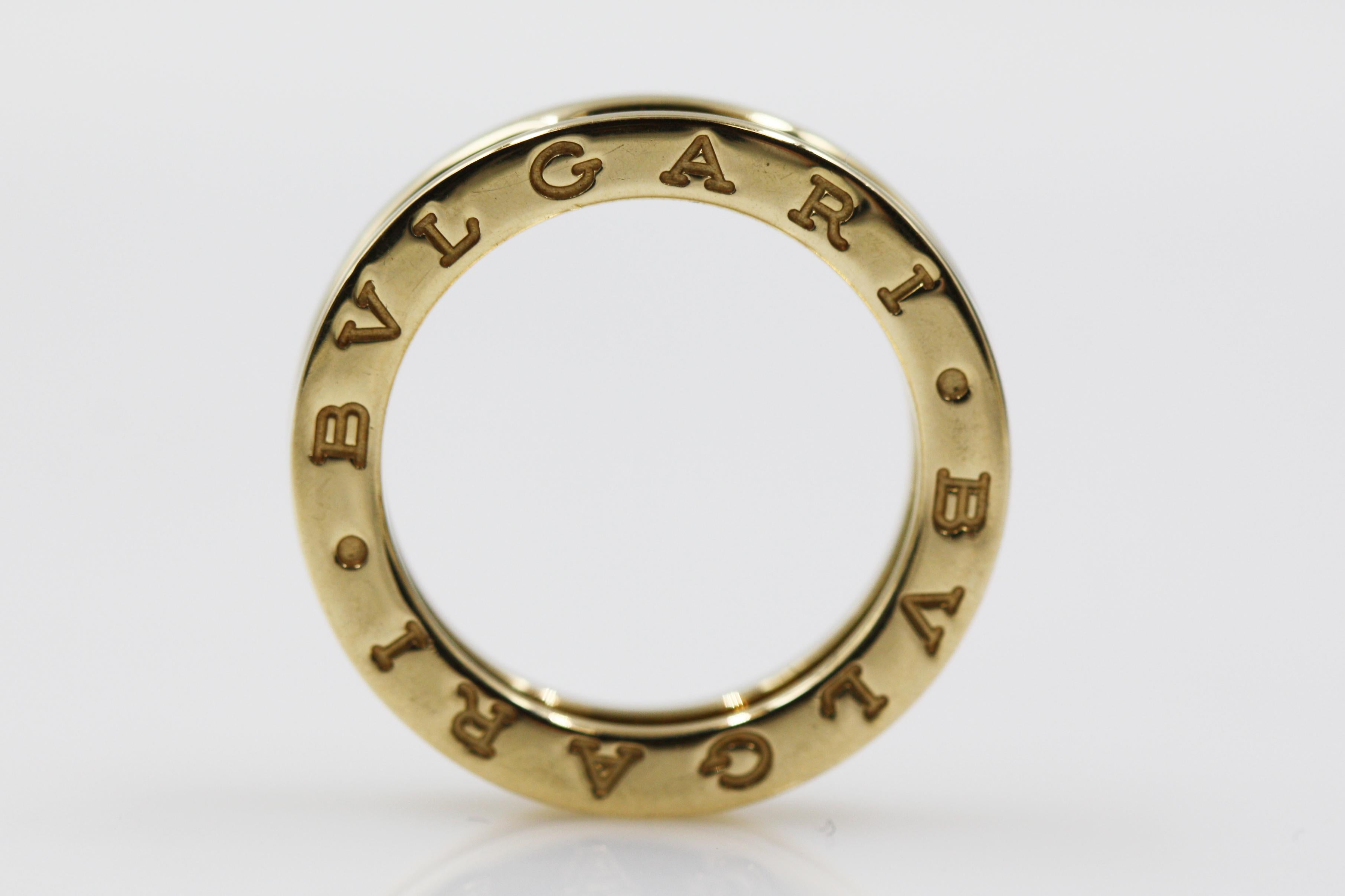 Women's Bvlgari 18 Karat Yellow Gold Bzero-1 1 Band Ring For Sale