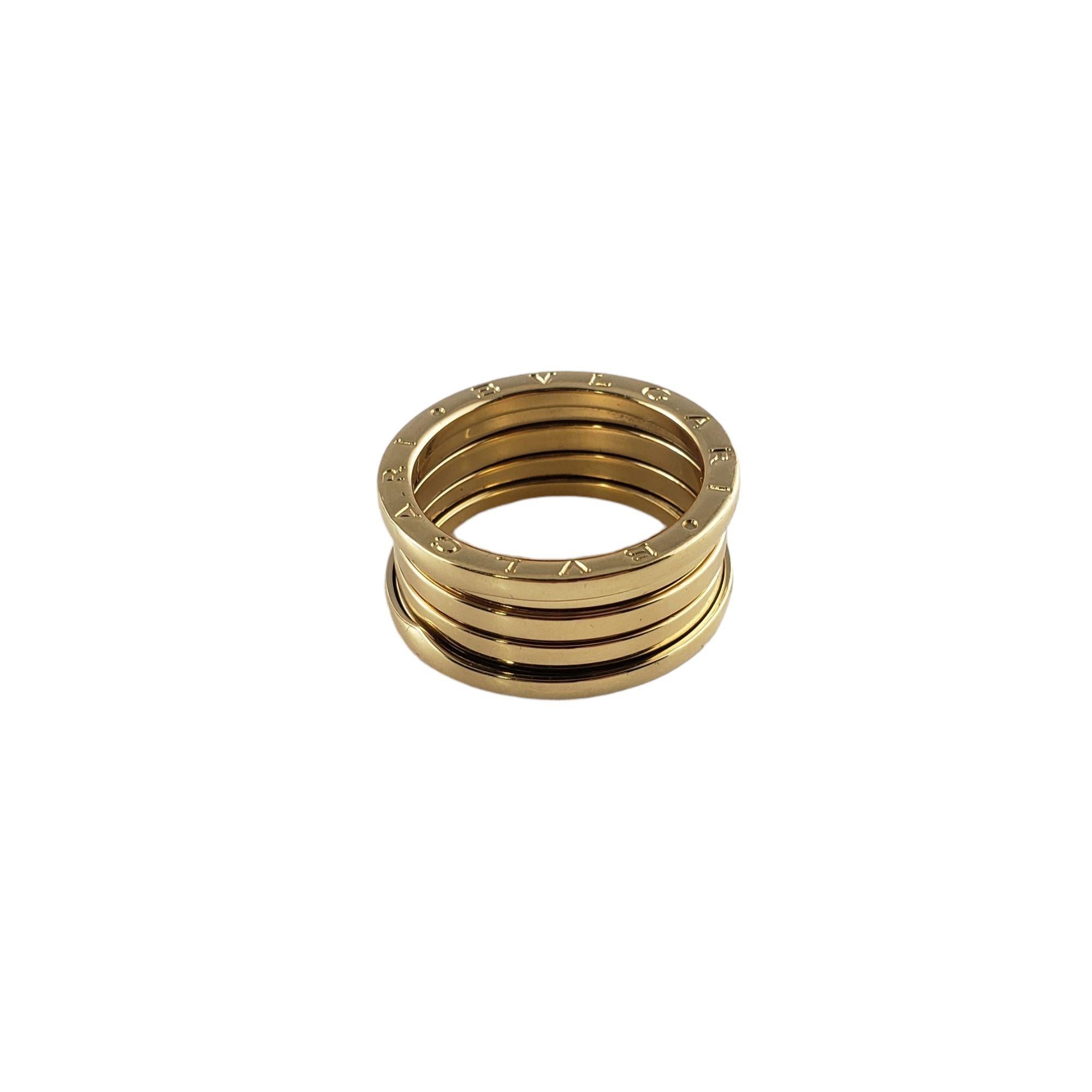 Vintage Bvlgari 18 Karat Yellow Gold B. Zero 1 Band Ring Size 9.75-

This stunning four band ring by Bvlgari draws its inspiration from the iconic Colosseum. Crafted in beautifully detailed 18K yellow gold. Width: 9 mm.

Ring Size: 9.75 /