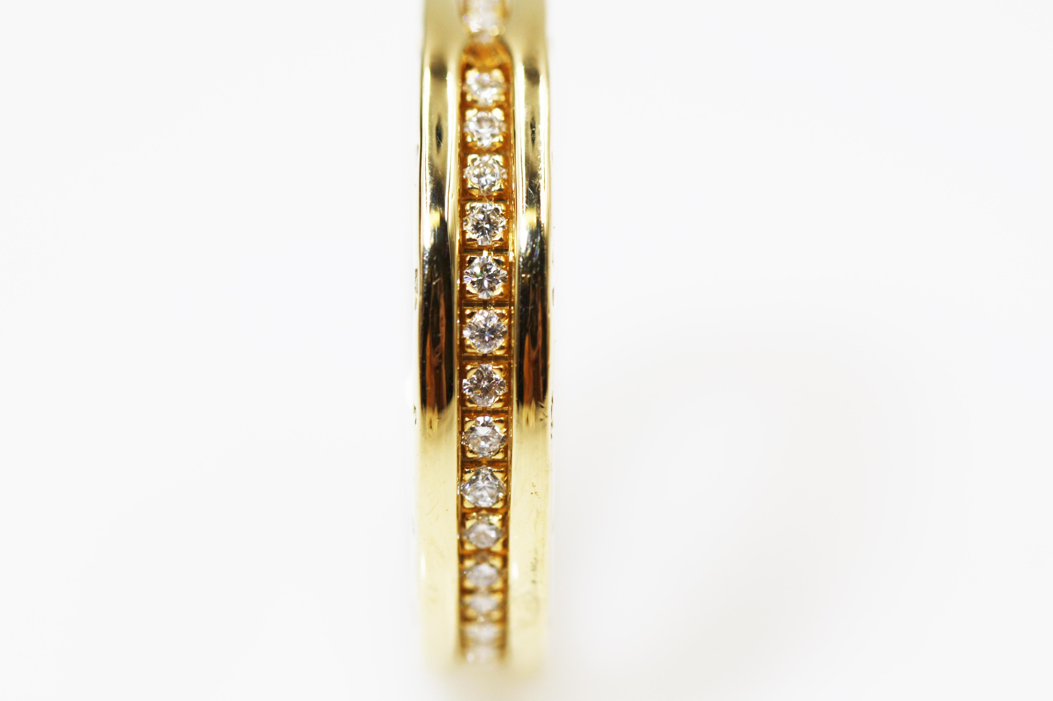 Women's or Men's Bvlgari 18 Karat Yellow Gold B.Zero One Band Ring with Pave Diamonds For Sale