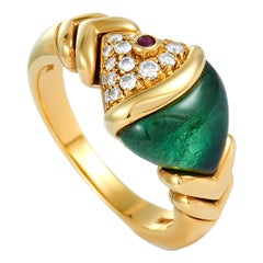 Bvlgari 18 Karat Yellow Gold Diamond and Peridot Ring