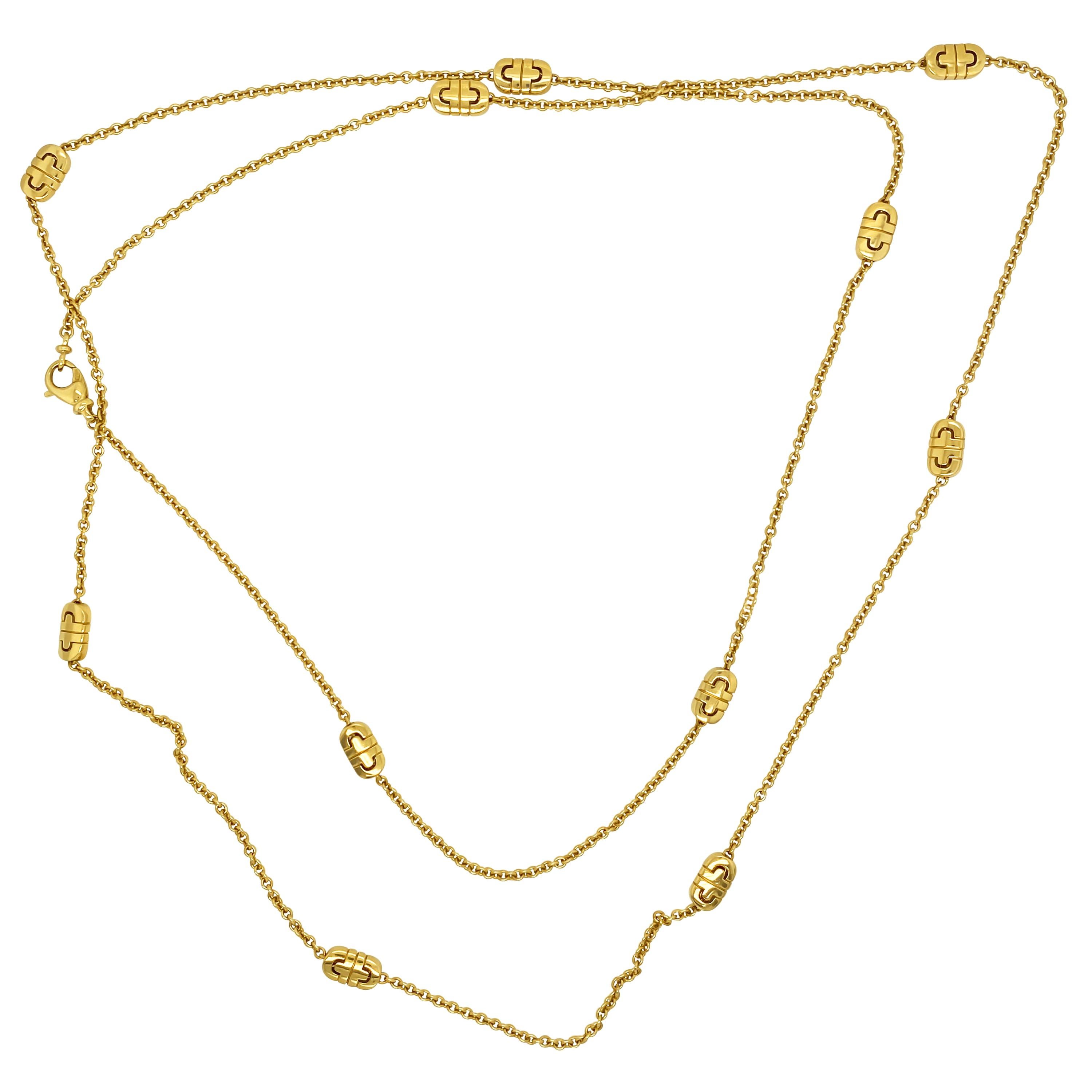 Bvlgari 18 Karat Yellow Gold Eleven Section Long Chain Necklace