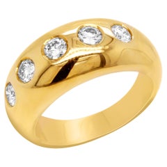 Bvlgari 18 Karat Yellow Gold Five Diamond Ring